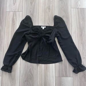 Topshop black long sleeve blouse